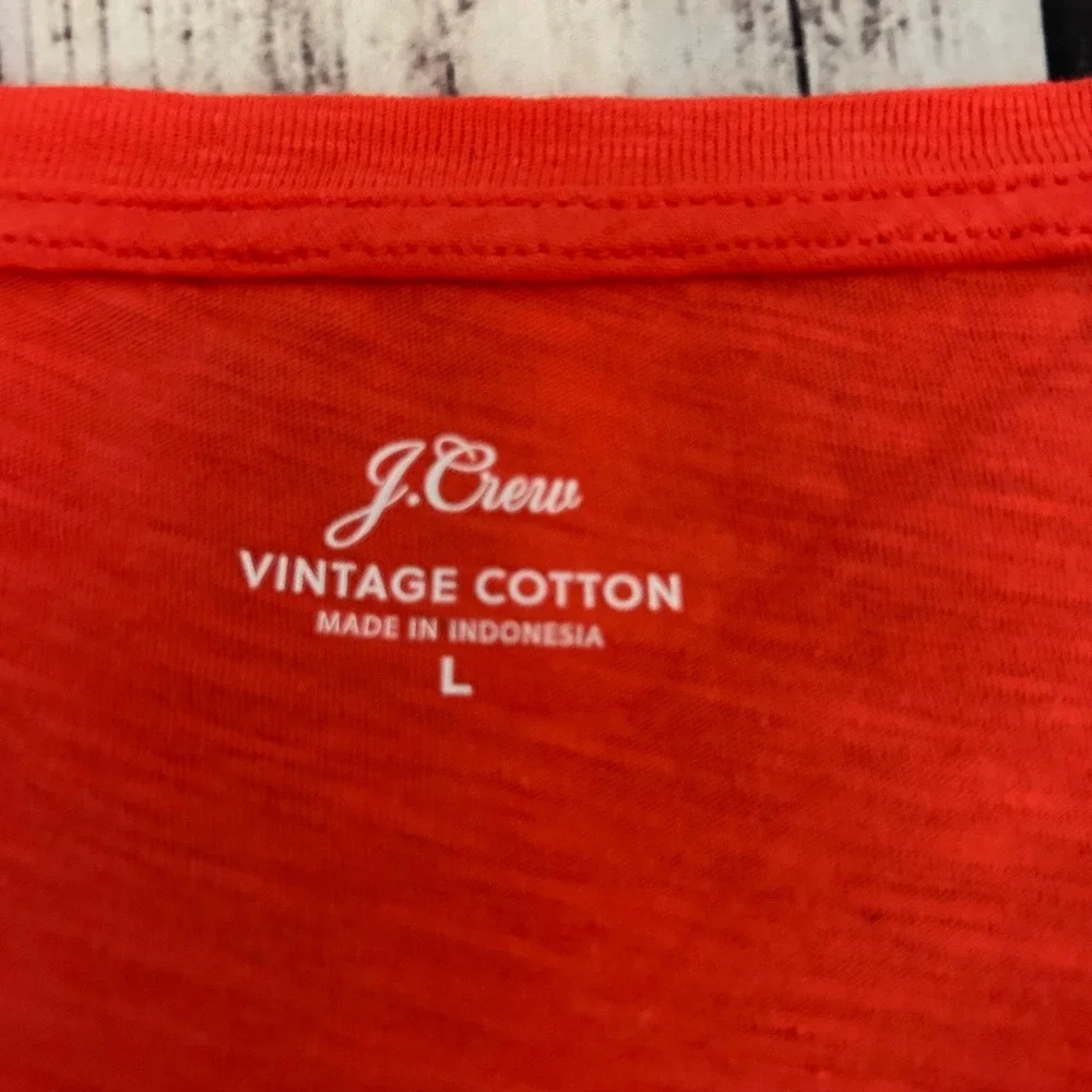 J.Crew Vintage Cotton V-Neck T-Shirt Womens Large Orange Red Short Sleeve Tee - Picture 4 of 6